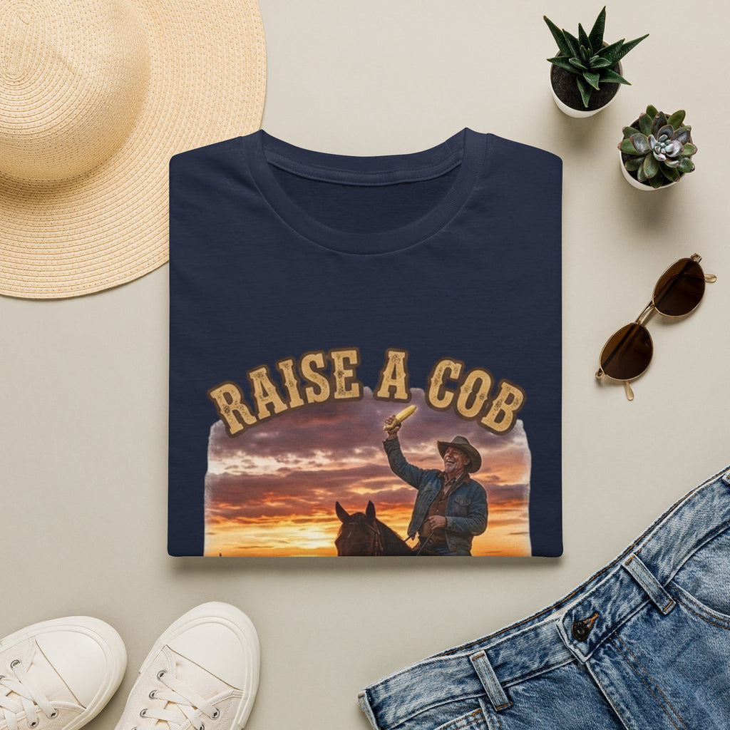 Raise a Cob to Cory Cowboy T‑Shirt — Western Sunset Rodeo Taber Corn Graphic Tee