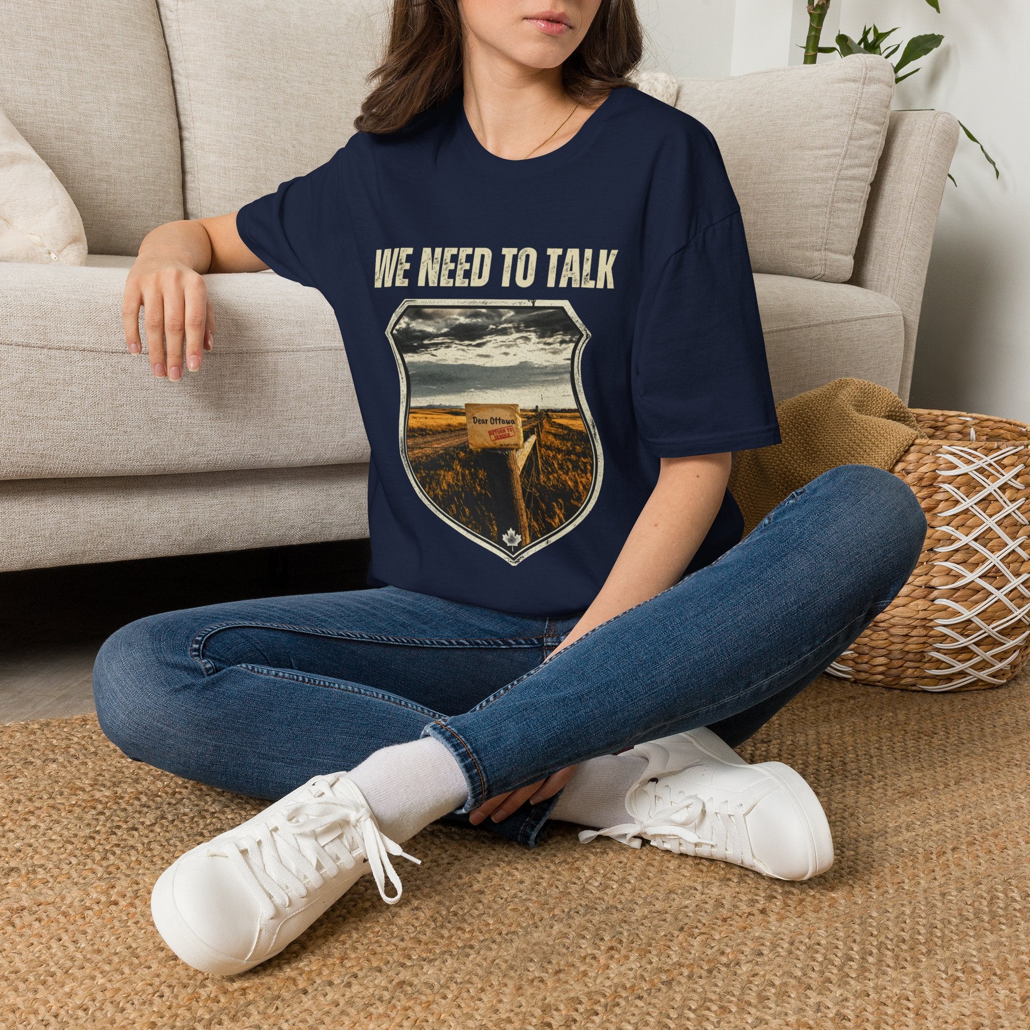 We Need To Talk T‑Shirt — Vintage Road Sign Graphic Tee