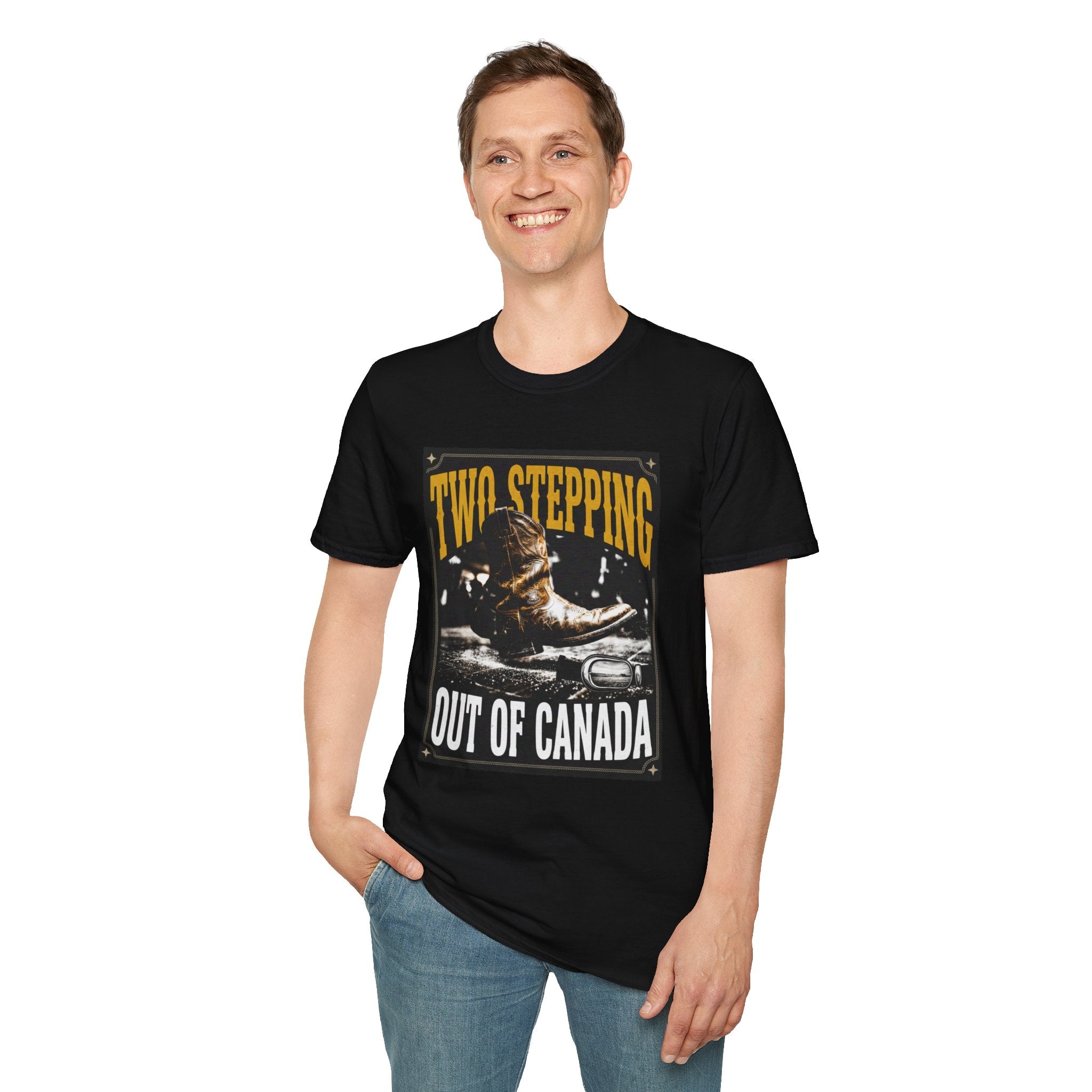 Two Stepping Tee — "Two Stepping Out of Canada" Country Western T‑Shirt