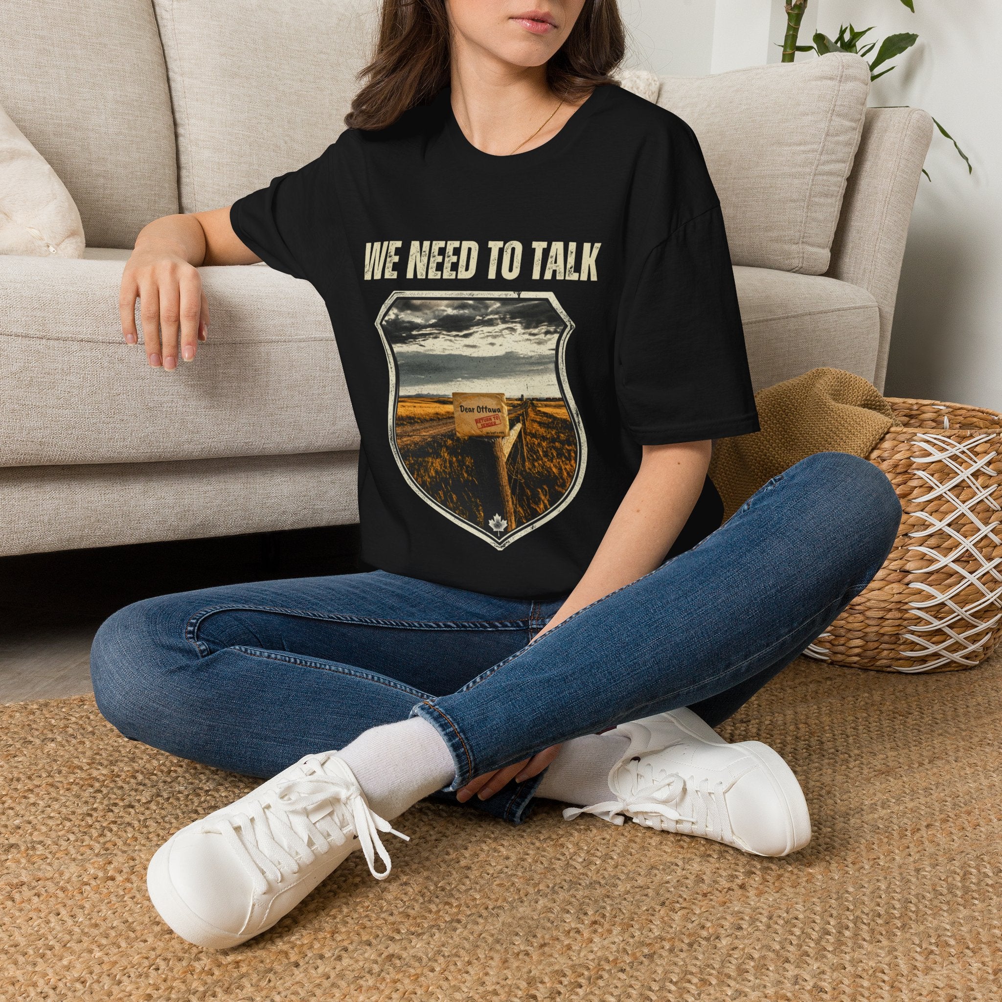 We Need To Talk T‑Shirt — Vintage Road Sign Graphic Tee