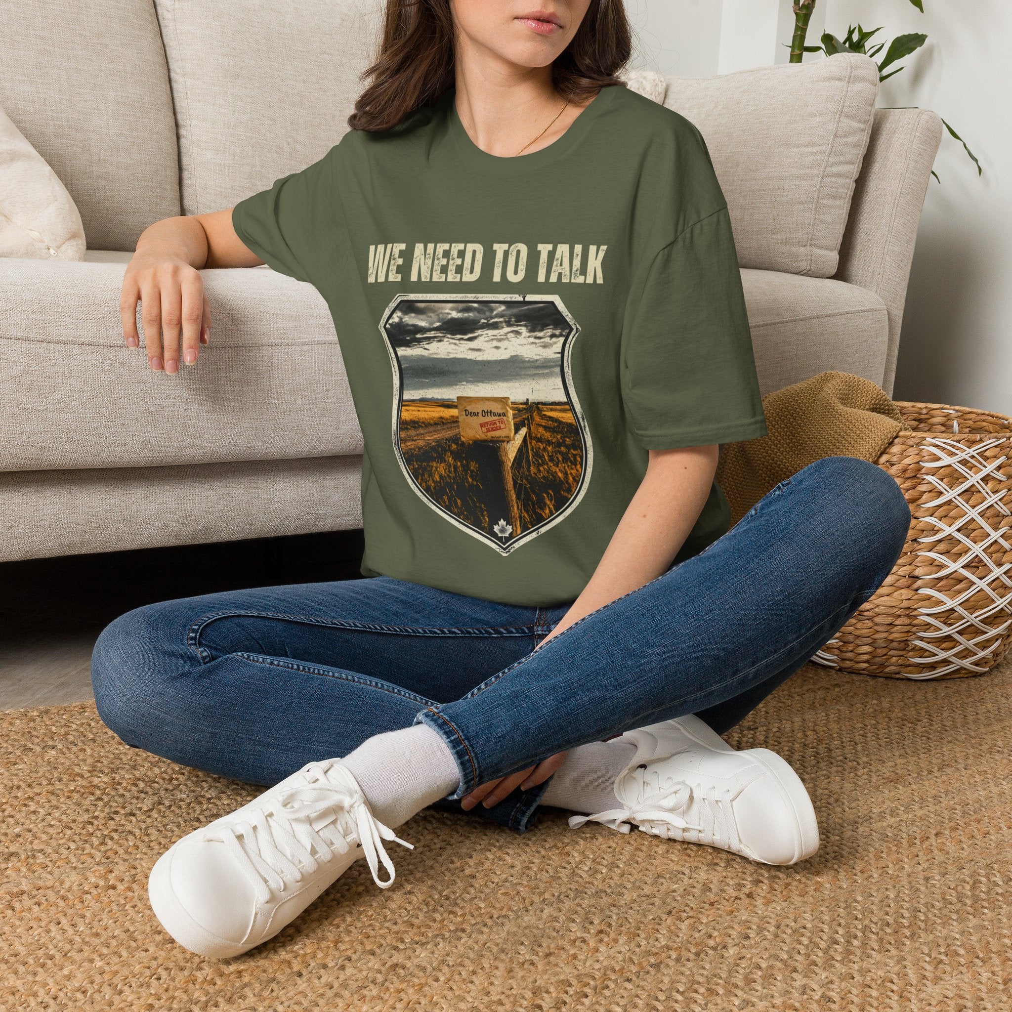 We Need To Talk T‑Shirt — Vintage Road Sign Graphic Tee