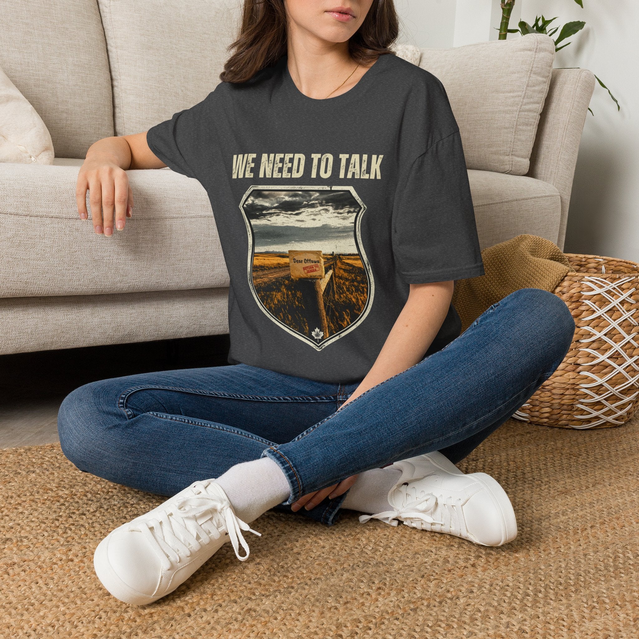 We Need To Talk T‑Shirt — Vintage Road Sign Graphic Tee