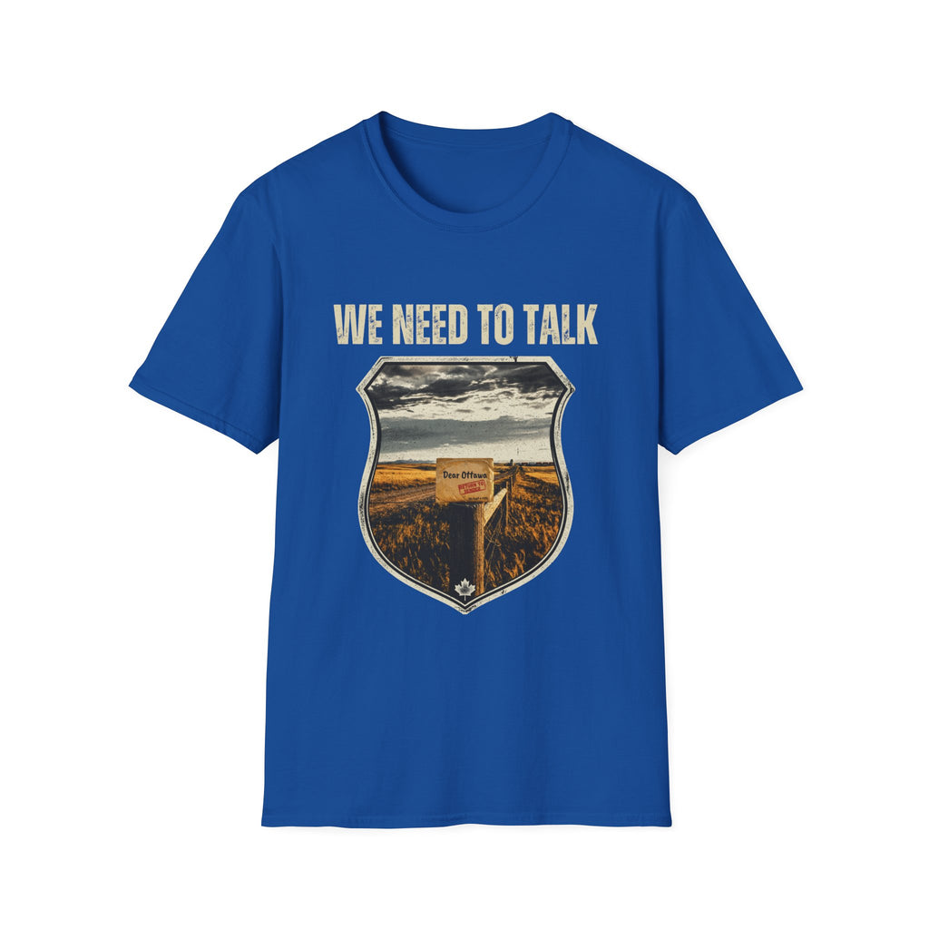 We Need To Talk T‑Shirt — Vintage Road Sign Graphic Tee