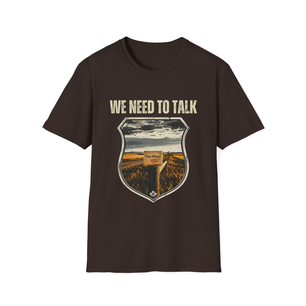 We Need To Talk T‑Shirt — Vintage Road Sign Graphic Tee