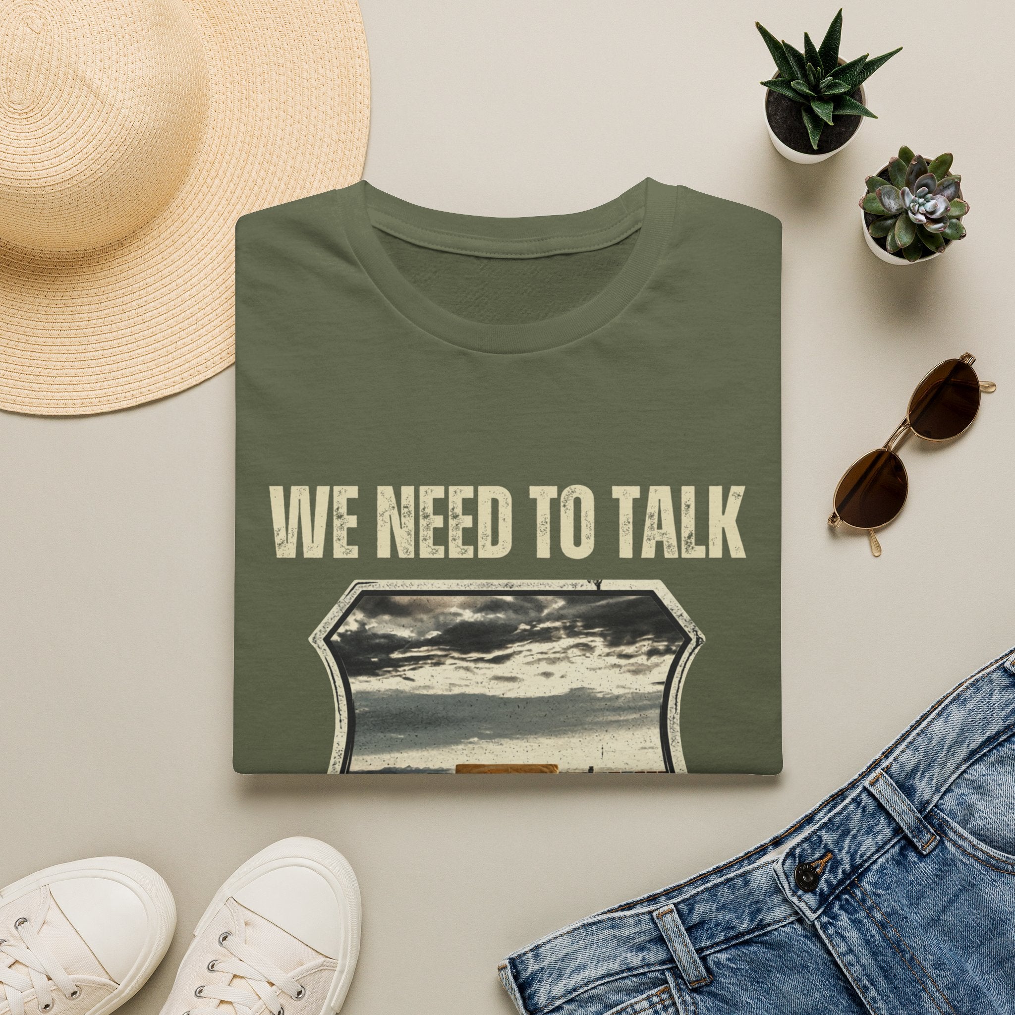 We Need To Talk T‑Shirt — Vintage Road Sign Graphic Tee