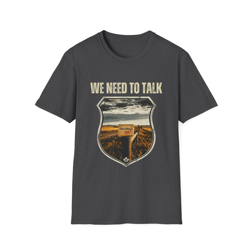 We Need To Talk T‑Shirt — Vintage Road Sign Graphic Tee