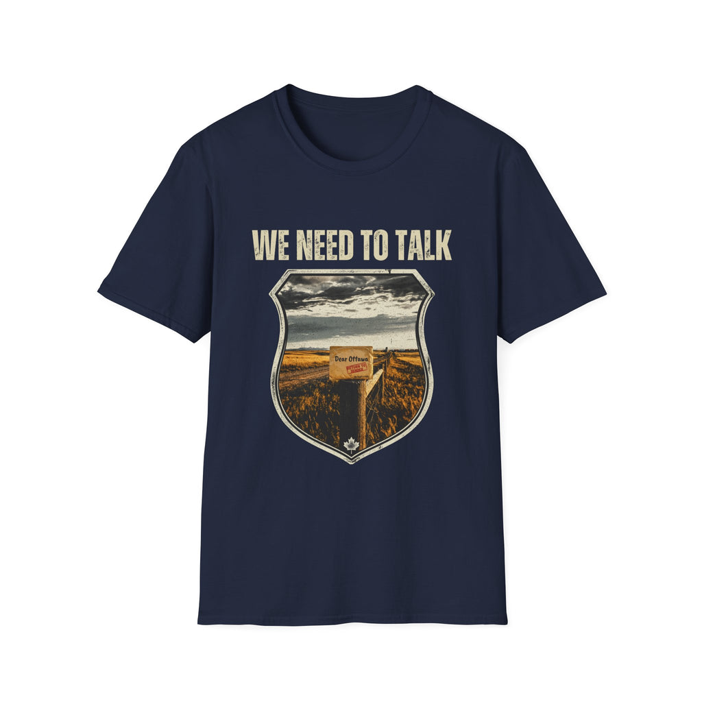We Need To Talk T‑Shirt — Vintage Road Sign Graphic Tee